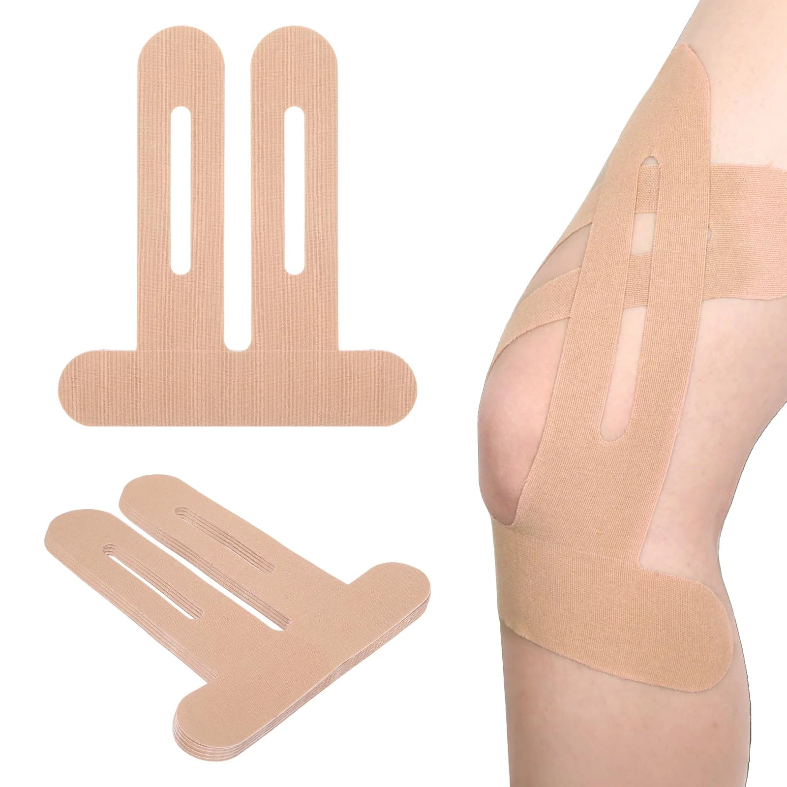 Pre-Cut Kinesiology Tape for Knees | Waterproof & Breathable Athletic Support (10 Pack)
