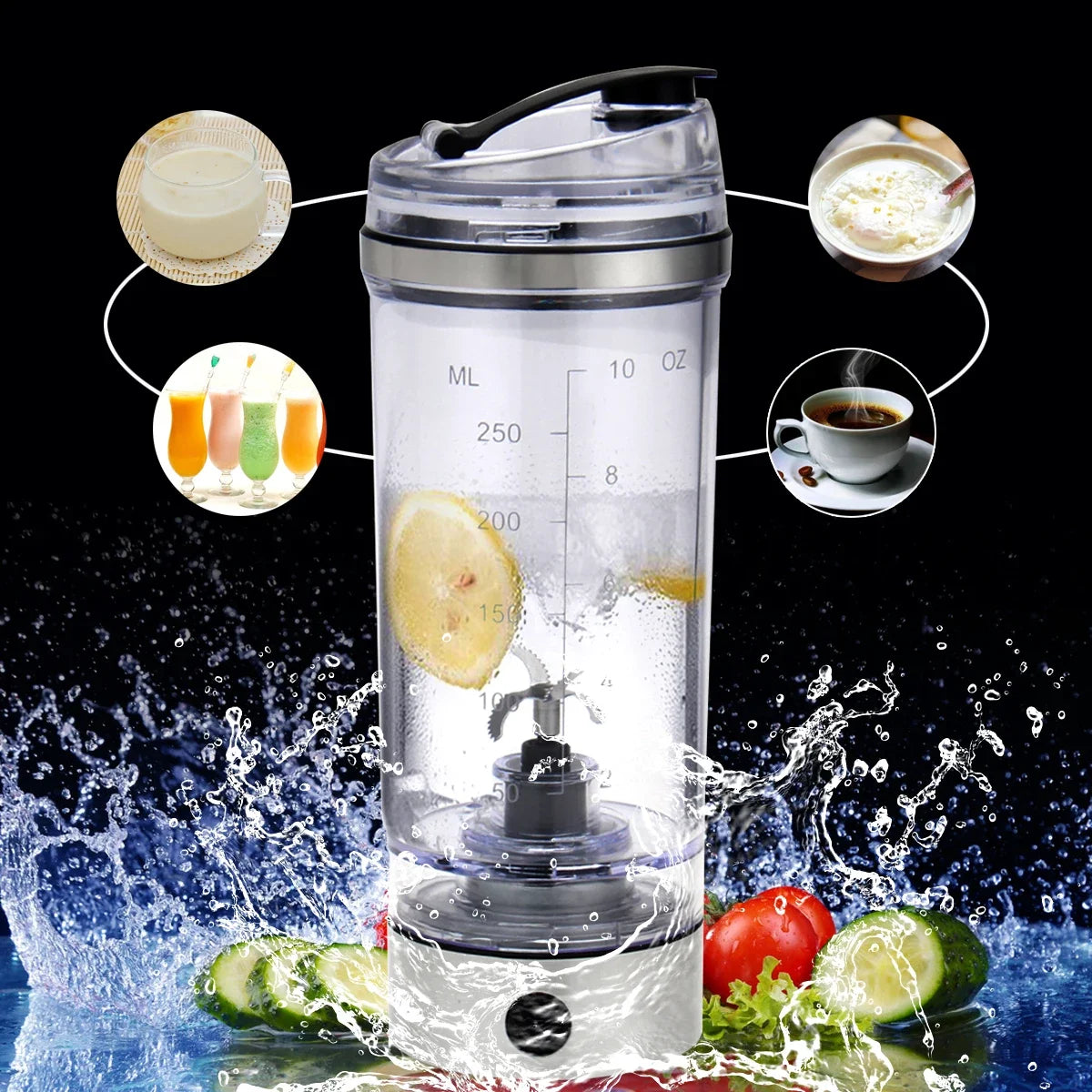 Running Hydration Gear: 250ML USB Vortex, Electric Protein Shake Smart Blender for Fitness, Running, Hiking, All Sports / Rungear