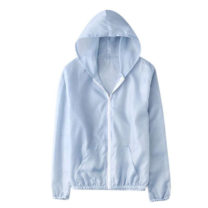 Women's Sun Protection Windbreaker – Lightweight, Hooded, Full-Zip | Outdoor Sports & Casual | S–M