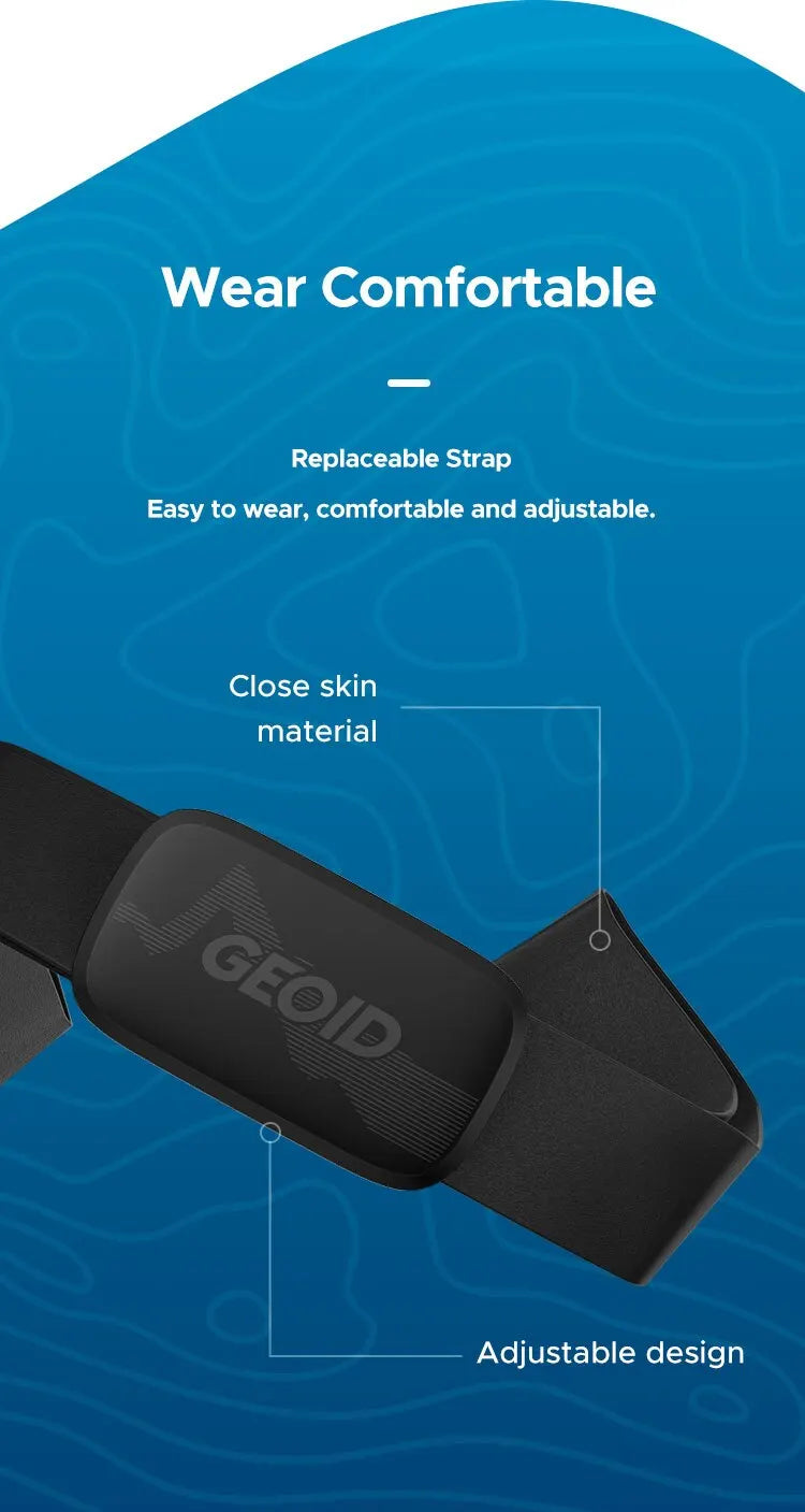 GEOID HS500 Heart Rate Monitor with Chest Strap & LED Indicator – Dual Mode ANT+ & Bluetooth Sensor for Running, Cycling & Fitness | RUNGEAR