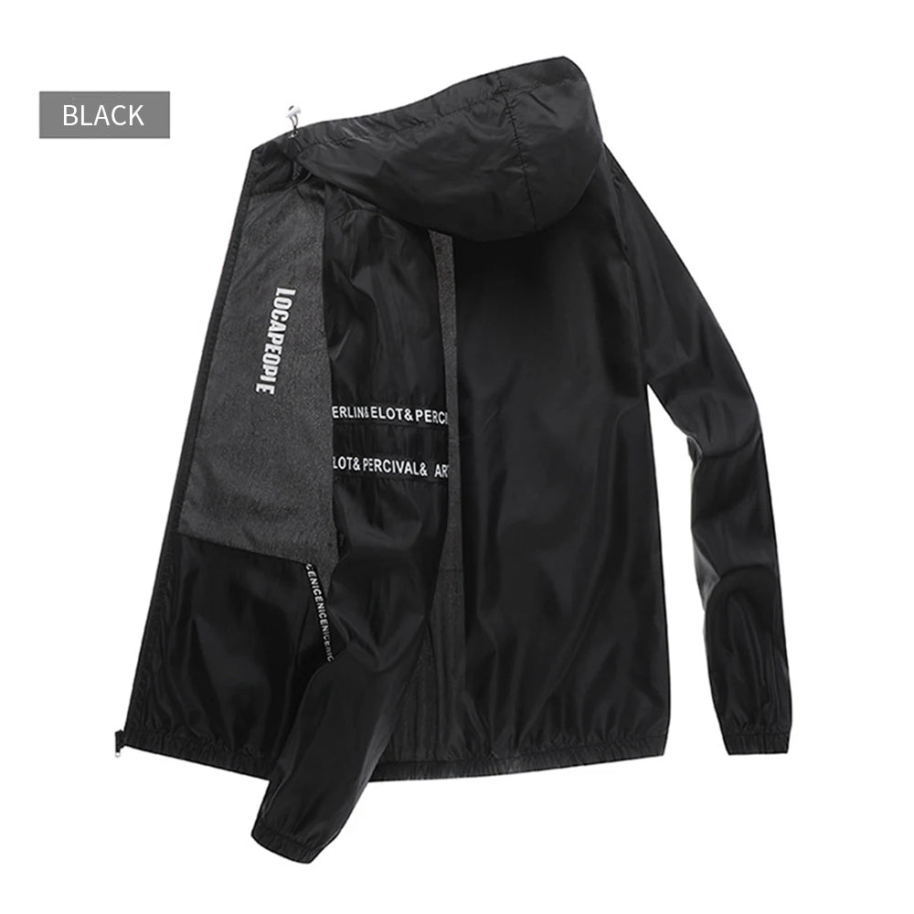 Men's Lightweight Windbreaker Hoodie – UV Protection, Quick-Dry, Full Zip
