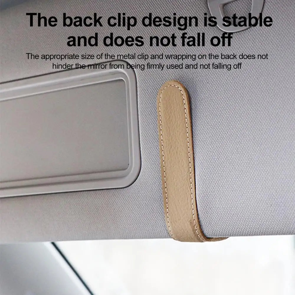 Leather Car Sun Visor Sunglasses Clip | Genuine Cowhide, Contrast Stitching, Universal Fit | Beige, Red, Gray, Black | RUNGEAR