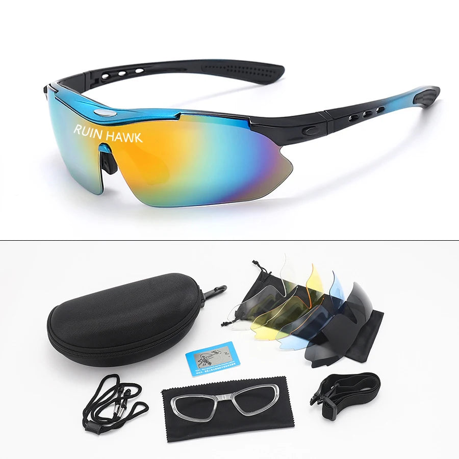 UV400 Sports Sunglasses with 5 Interchangeable Lenses | Running, Cycling & Outdoor
