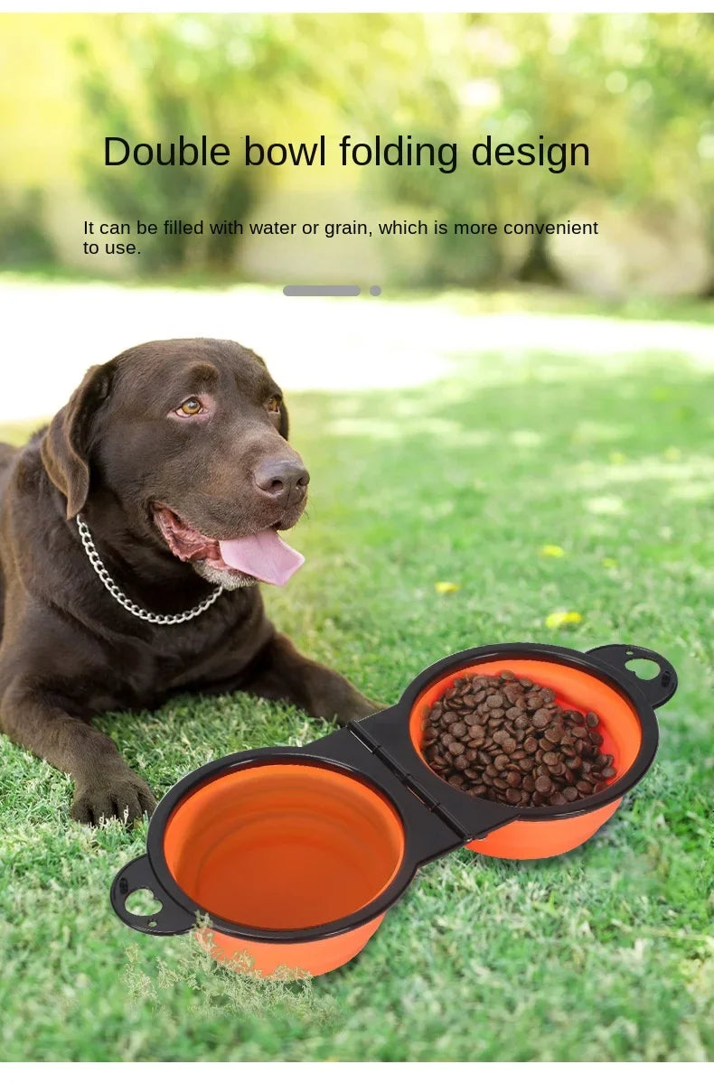 2-in-1 Collapsible Dual Pet Bowl — Portable Food & Water Feeder for Dogs & Cats on the Go