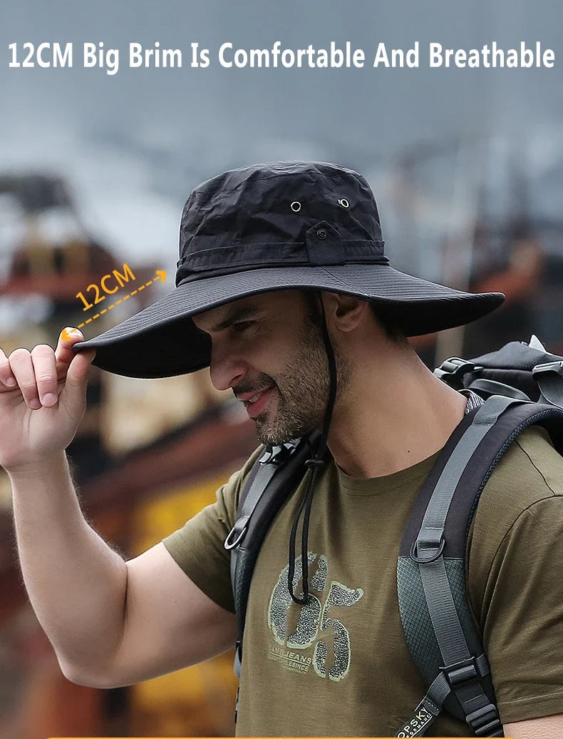 Unisex Wide Brim UV Sun Hat | Breathable Mesh Boonie for Hiking & Fishing