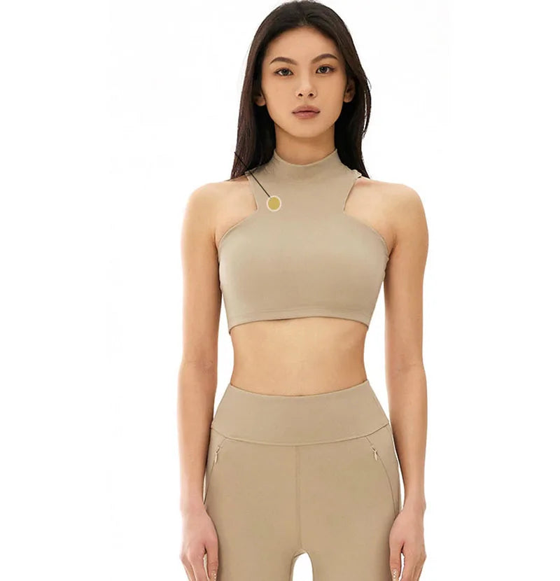 Women's High Neck Compression Sports Bra | Quick Dry, Elastic Back | RUNGEAR