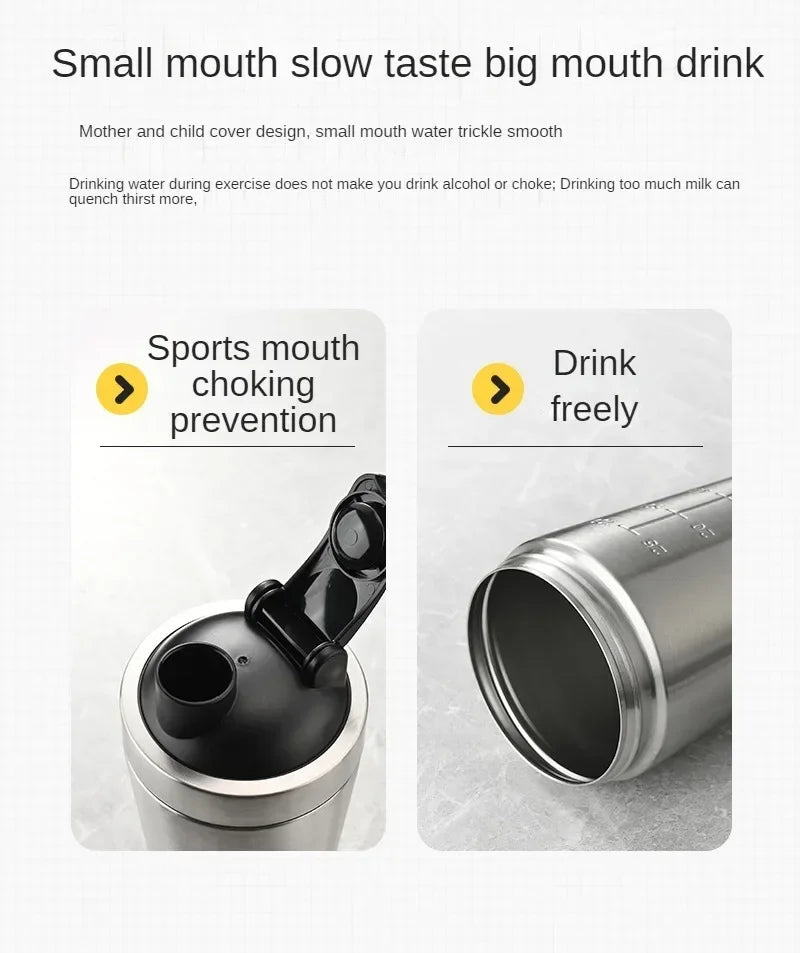 Stainless Steel Protein Shaker Bottle – 304 Steel, Leak-Proof Flip Lid | 500ml & 740ml