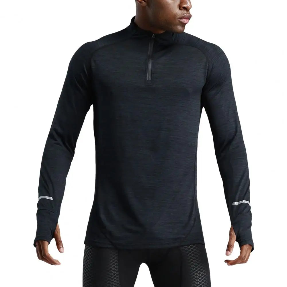 Men's Quick-Dry Apparel: Long Sleeve, Half-Zip, Pullover Running Compression Fitness Shirt / Rungear