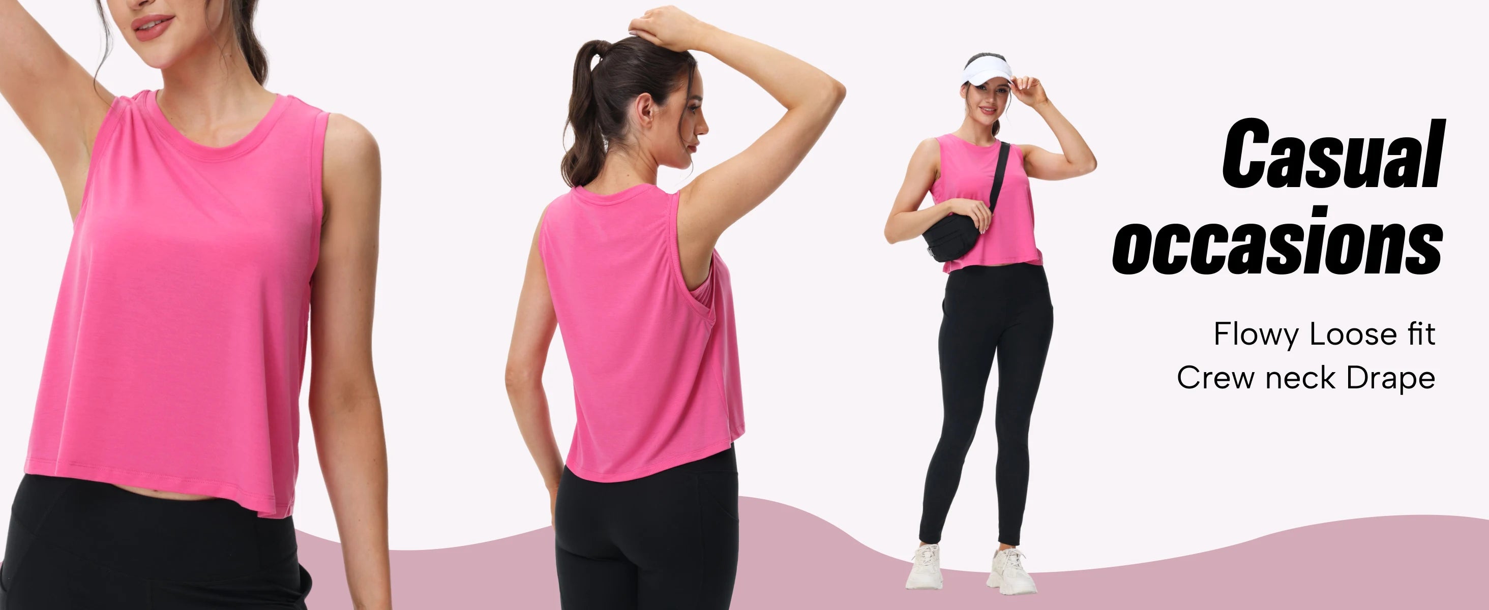 Women's Moisture-Wicking Clothing: TACVASEN Sleeveless, Loose Fit, Crew-Neck, Workout Crop Tank Tops / Rungear