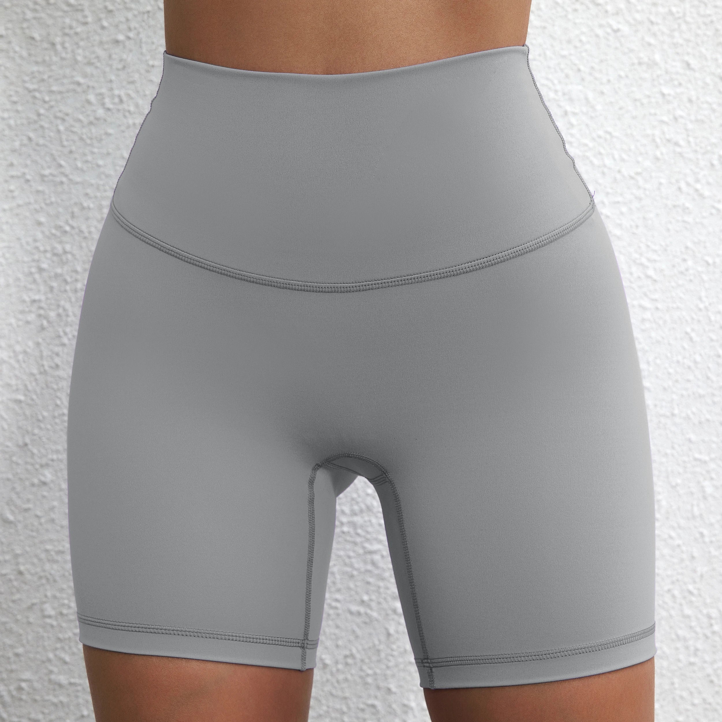 Women's Shorts Apparel: Solid Colour, High Waist, Comprehensive Fitness Sports Training Shorts with Internal Pocket / Rungear