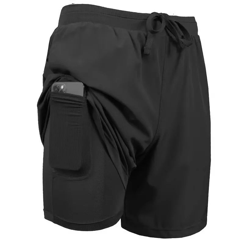 Men's Double-Layer Shorts: Quick Dry, Breathable, Fitness Sports Shorts with Built-In Pockets / Rungear