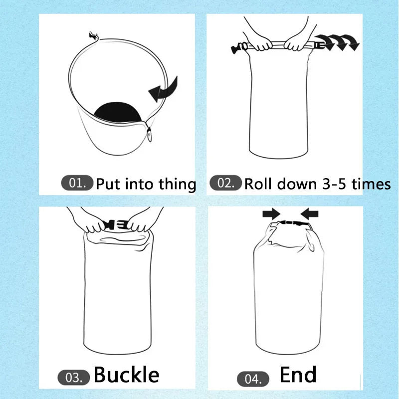 Waterproof PVC Roll-Top Dry Bag | Roll-Top Buckle Closure, Shoulder Strap Loop | Available in 5L–70L | RUNGEAR