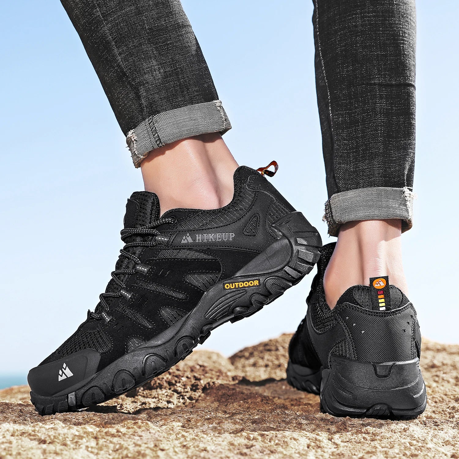 Hiking Shoe Gear: HIKEUP Men's Suede Leather, Wear-Resistant Hiking, Walking, Hunting Outdoor Shoes / Rungear