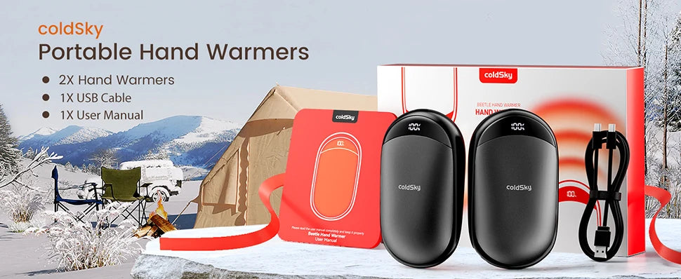 COLDSKY 2-in-1 Rechargeable Magnetic Hand Warmers – 2-Pack Electric Pocket Warmers with Digital Display
