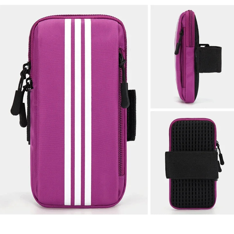 Sports Phone Armband – Dual Zip Pockets, Adjustable Strap, Universal Fit | Running, Gym & Outdoor | Black, Purple, Grey, Pink, Blue & Orange