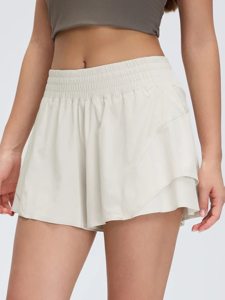 Women's High-Waisted 2-in-1 Athletic Shorts with Pocket