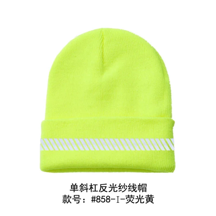 Reflective Hat Gear: High Visibility Safety Beanie, Reflective Knit, Ribbed Warm Winter Hats for Night Running, Hiking, Cycling / Rungear