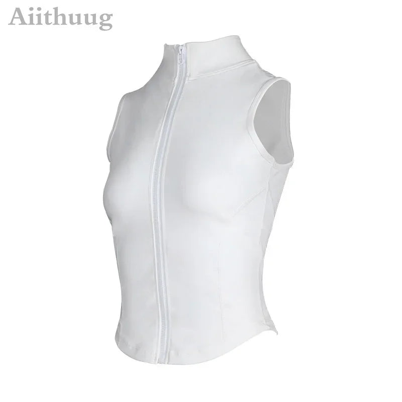 Women's Running Apparel: Sleeveless, High Neck, Breathable, Quick-Dry, Full Zip Up, Athletic Sweat Vest for Running, Fitness, Workout / Rungear