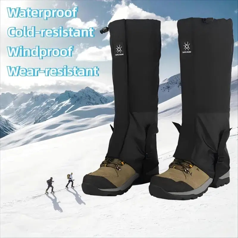 Waterproof Knee-High Hiking & Snow Gaiters | Adjustable Unisex Leg Gaiters with Rubber Foot Strap