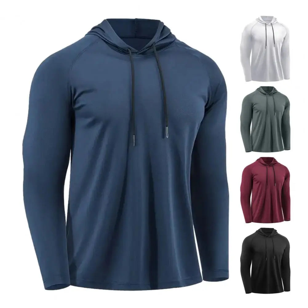 Men's Quick Dry Apparel: Long Sleeve, Sweat-Wicking Hooded, Loose-Fitted T-Shirt for Running, Hiking, All Sports / Rungear