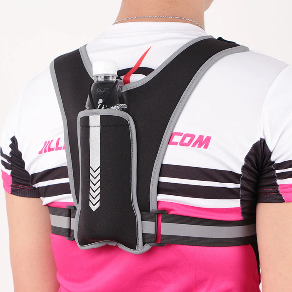 Reflective Night Running Vest with Phone Holder & Water Bottle Holder – Lightweight Safety Vest for Running, Hiking & Training | RUNGEAR