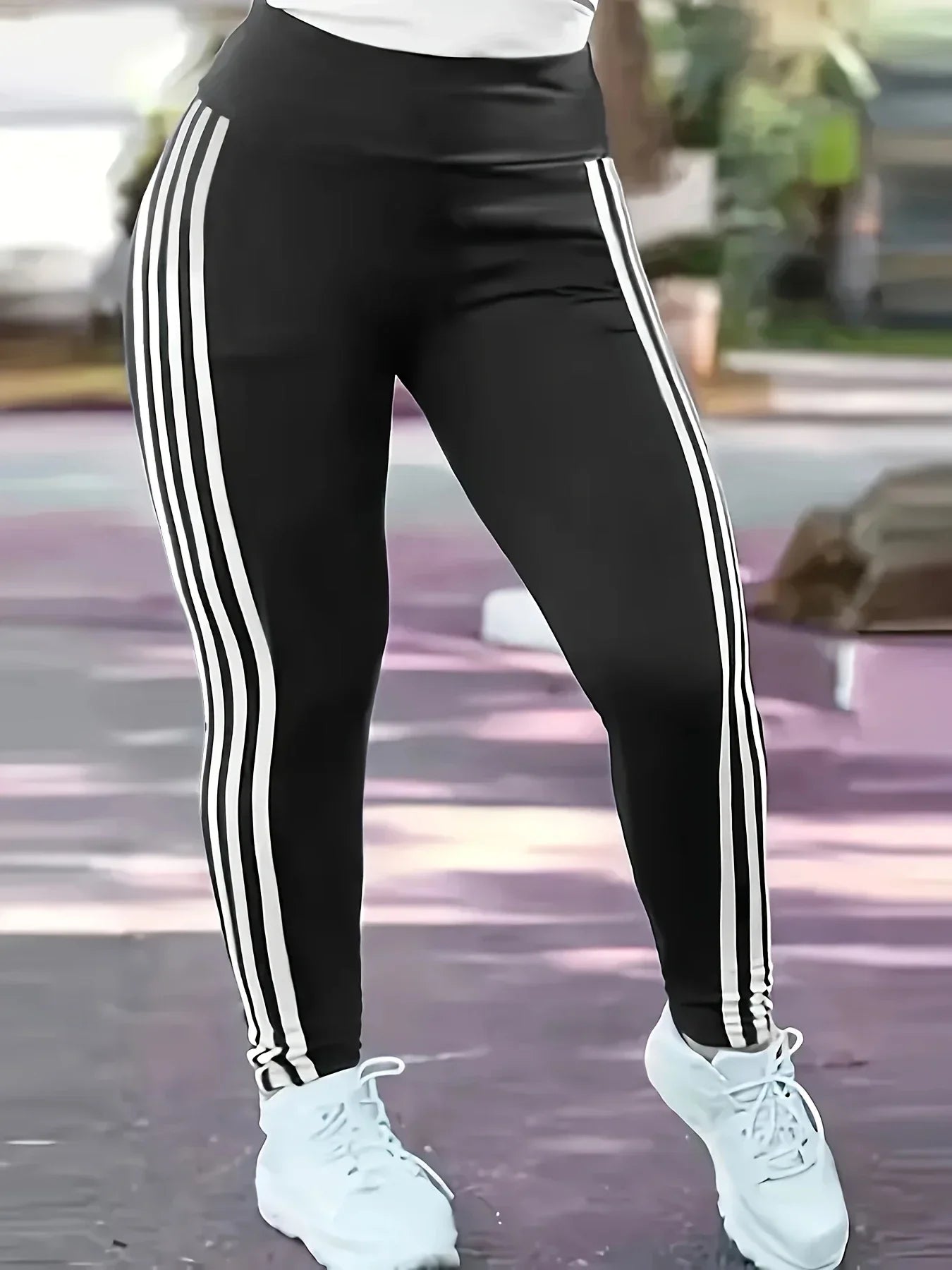 Plus Size Women's Activewear Pants: 1XL-5XL Casual, Slim, Striped Sports Running Pants / Rungear