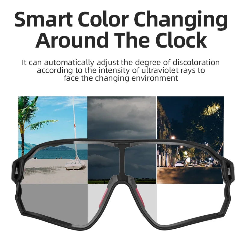 ROCKBROS Photochromic Sunglasses, UV400 Lightweight Flexible Sports Glasss for the Outdoors