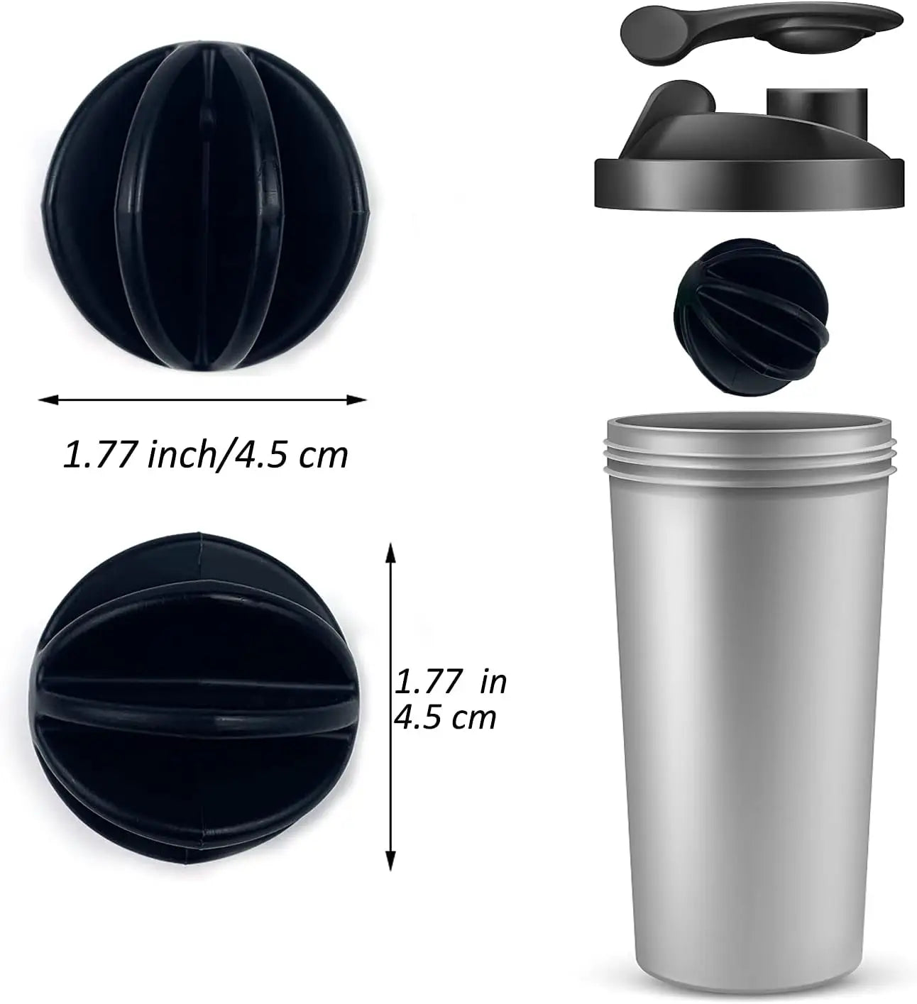 Hydration Gear Accessories: 4PC Protein Shaker Plastic Balls, Plastic Blender Ball Replacement for Drink Bottle / Rungear