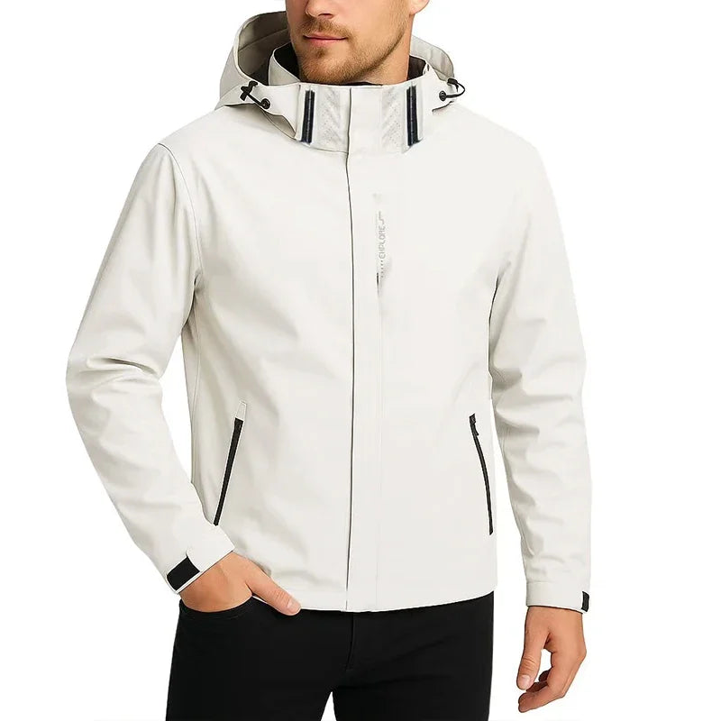 Men's Waterproof Hooded Running Jacket | Lightweight Windproof Raincoat