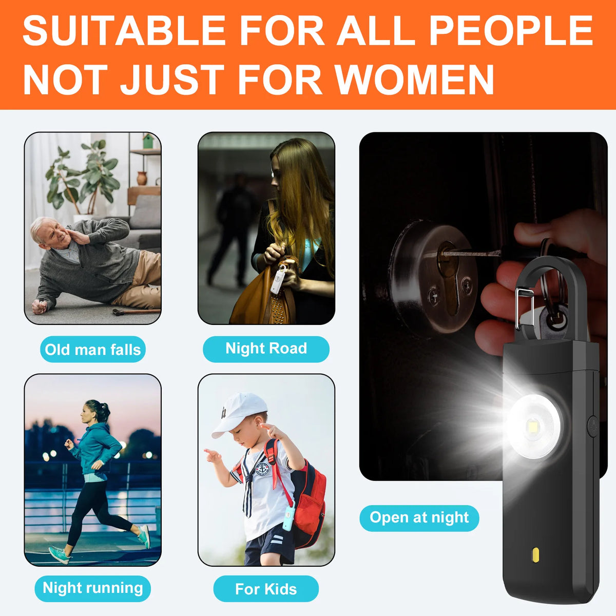130dB Personal Safety Alarm | Rechargeable with LED Light & Carabiner | RUNGEAR