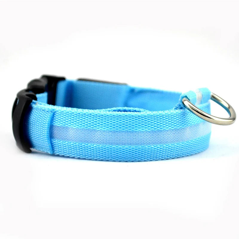 LED Light Night Safety Anti-Lost Nylon Adjustable Collar For Dogs