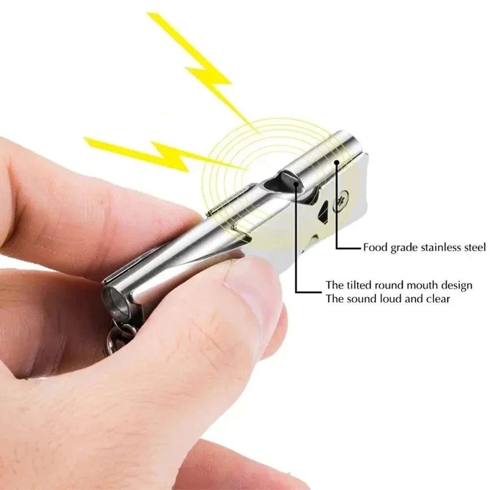 Emergency Survival Whistle Keychain | High Decibel Double Pipe for Trail & Outdoor Safety