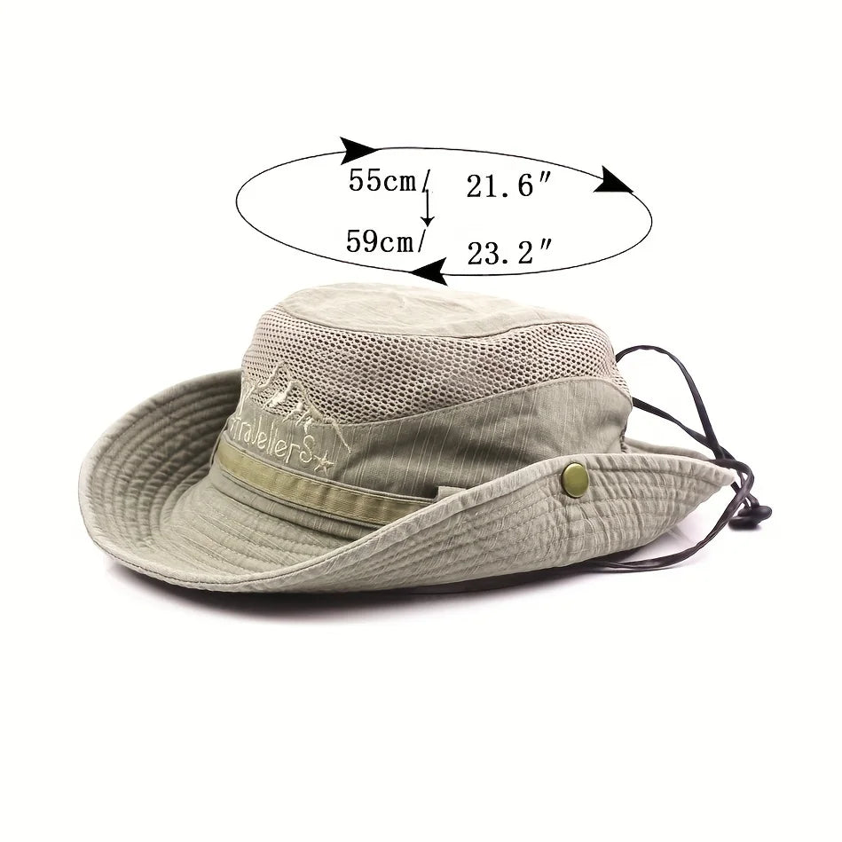 Men's Breathable Mesh Bucket Hat - Summer Panama Style for Hiking, Walking, Fishing & Beach Sun Protection