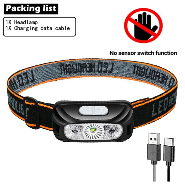 Running Equipment NZ: Mini USB Rechargeable Powerful Sensor Headlamp COB LED Head Light Torch Front Lantern / Rungear