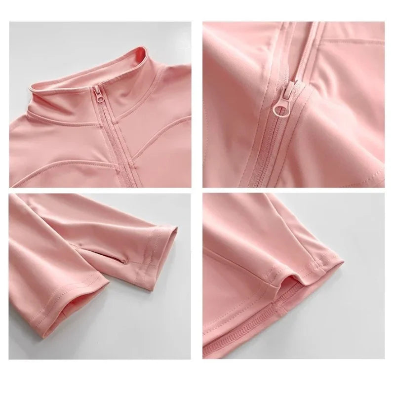 Women's Running Apparel: Quick Drying, Long Sleeved Sports Tight Fitness Top With Zipper S-3XL / Rungear