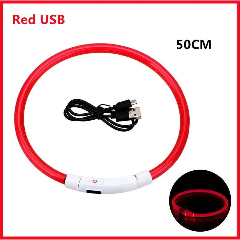 Pet Safety Gear: USB, Adjustable LED Rechargeable Safety Collar For Large Small Dogs / Rungear
