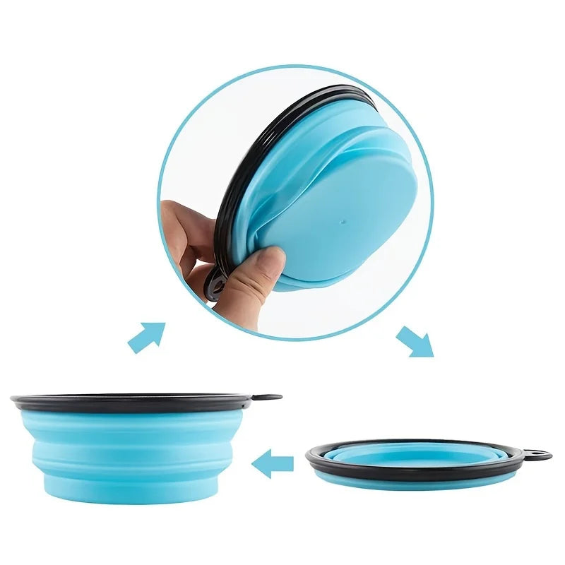 Collapsible Silicone Pet Travel Bowl with Carabiner Clip – 350ml | Dogs & Cats