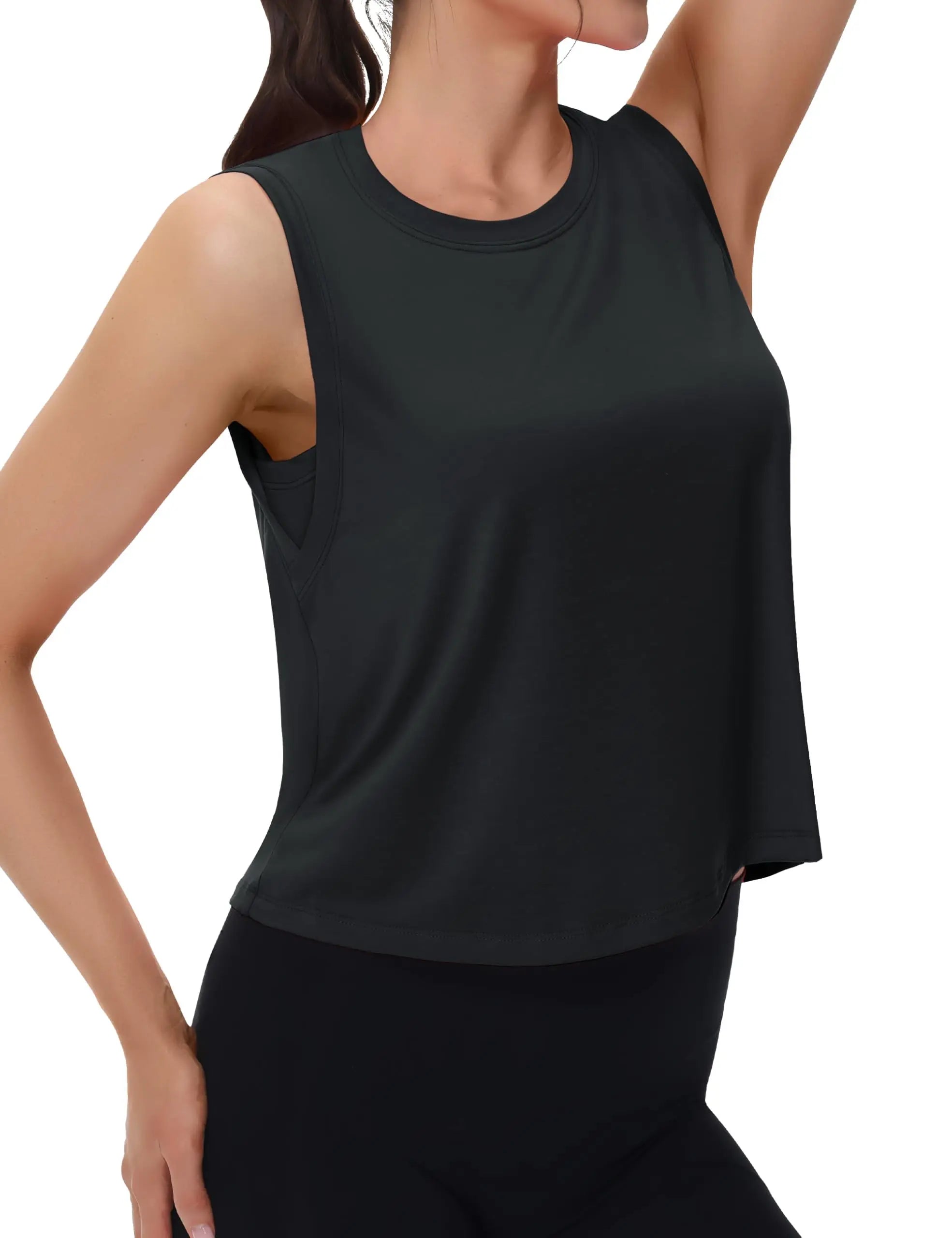 Women's Moisture-Wicking Clothing: TACVASEN Sleeveless, Loose Fit, Crew-Neck, Workout Crop Tank Tops / Rungear