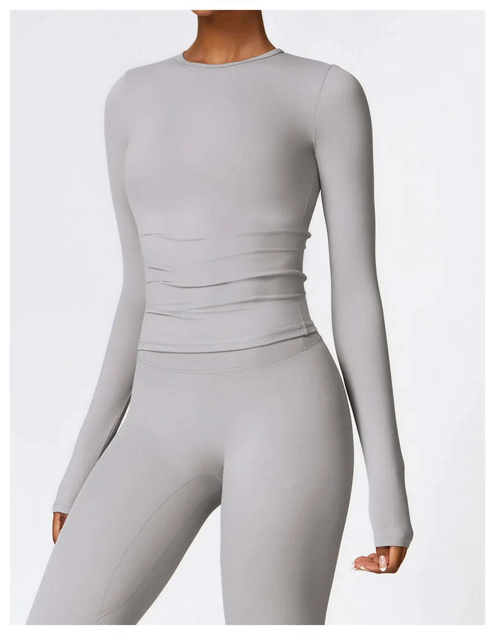 Women's Quick Dry Apparel: Breathable, Long Sleeved, Round Neck, Crop Top Workout Running, Hiking Set / Rungear