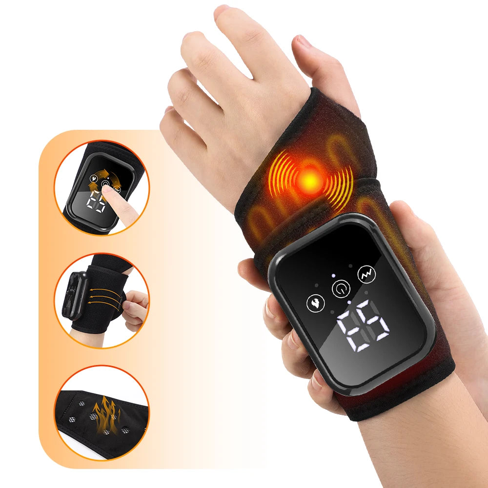 Electric Heating Wrist Brace Vibration Massage Hot Compress Ankle Wrap And Hand Protector Rechargeable Wristband