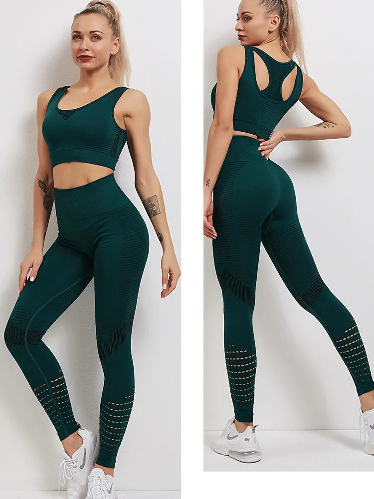 Women's Activewear Sets: Seamless, Sports Fitness, High Waist Hip-Lifting Stretch Leggings And Top for Women / Rungear