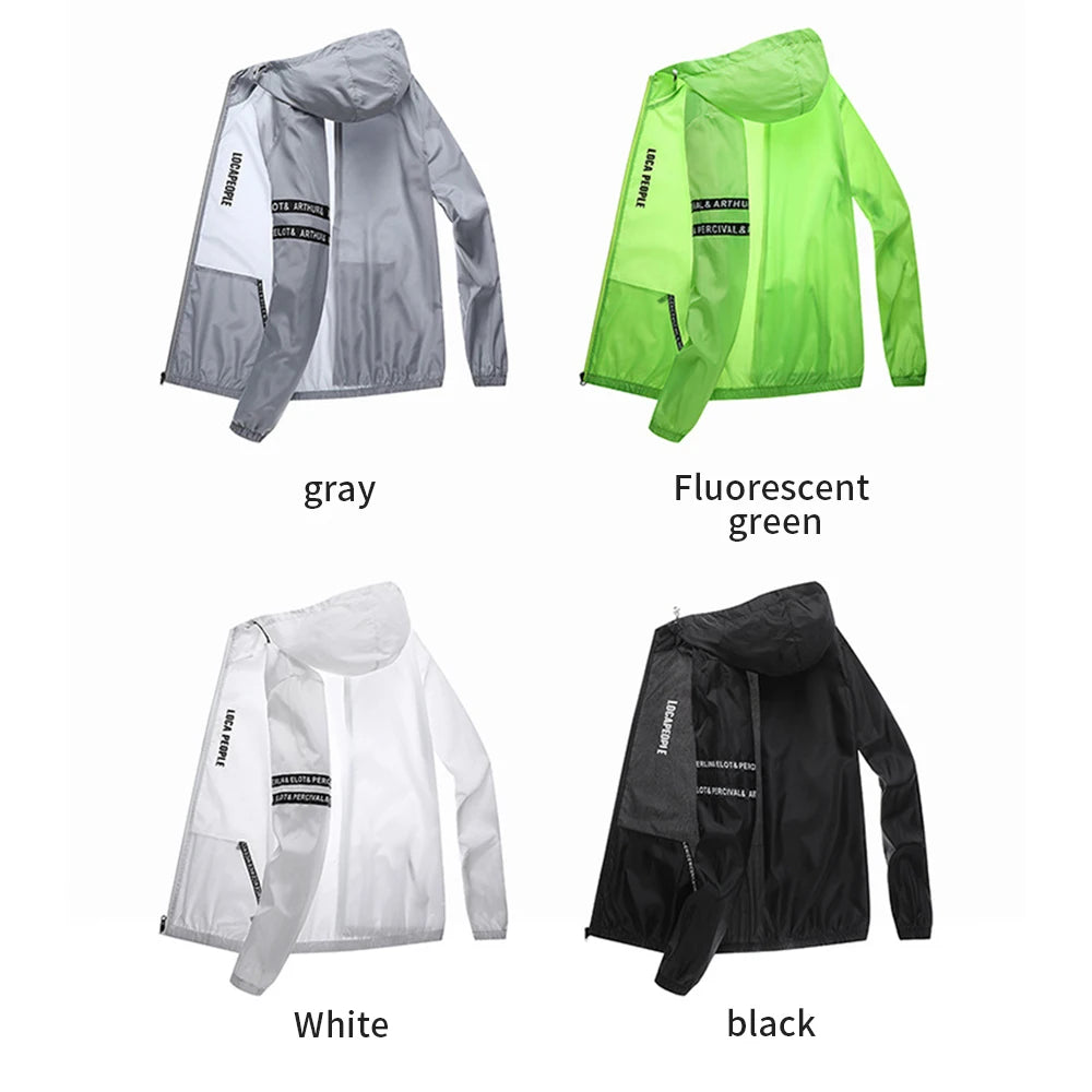 Men's Lightweight Windbreaker Hoodie – UV Protection, Quick-Dry, Full Zip