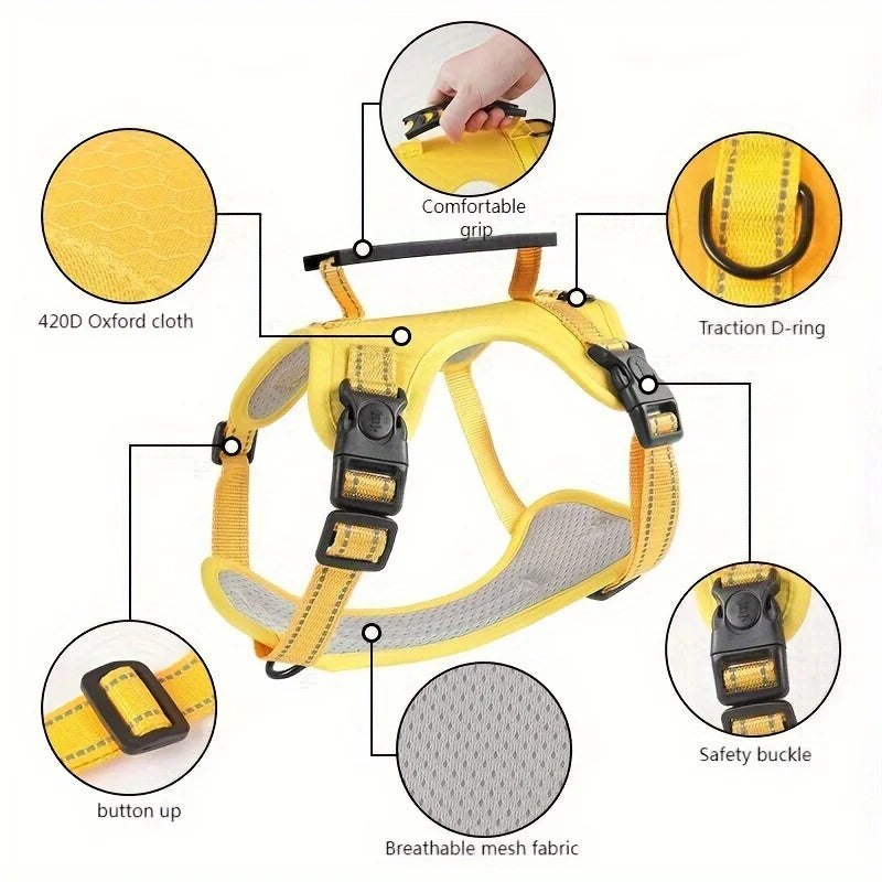 Soft Padded Dog Harness with Control Handle | No-Pull, Quick-Release | XS–XL | 4 Colours