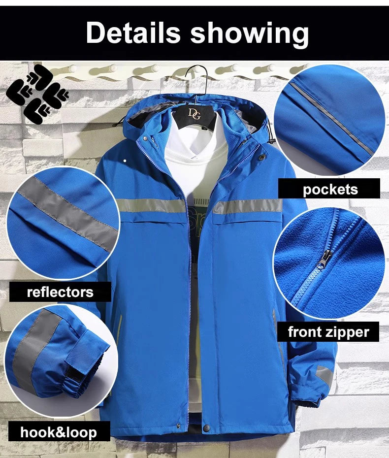 Plus Size High Visibility Waterproof Windproof Safety Jacket Reflective with Detachable Liner