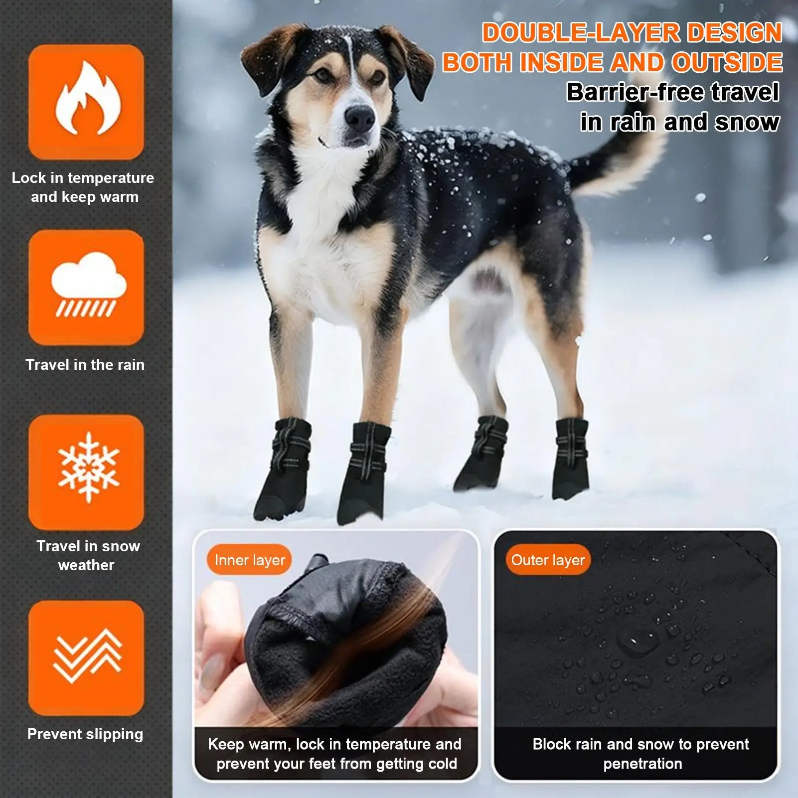 Dog Boots 4PC Set – Wool Anti-Slip Protective Booties for Medium & Large Dogs | Wound Recovery, Hiking, Outdoor & Beach