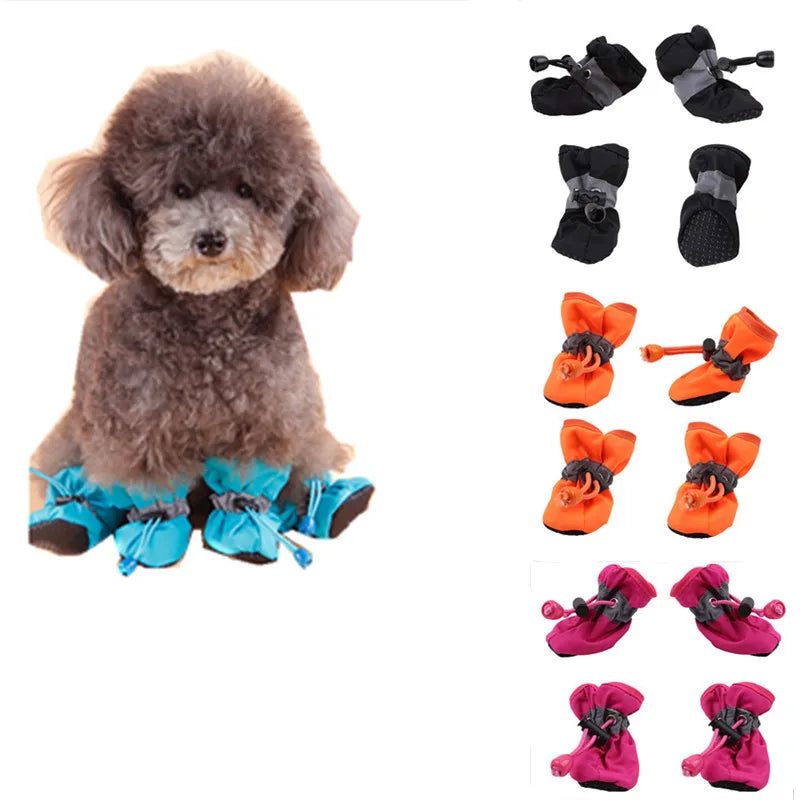 Warm Anti-Slip Cotton Dog Shoes & Socks | Thick Protective Boots for Small Dogs & Cats | Set of 4 | RUNGEAR
