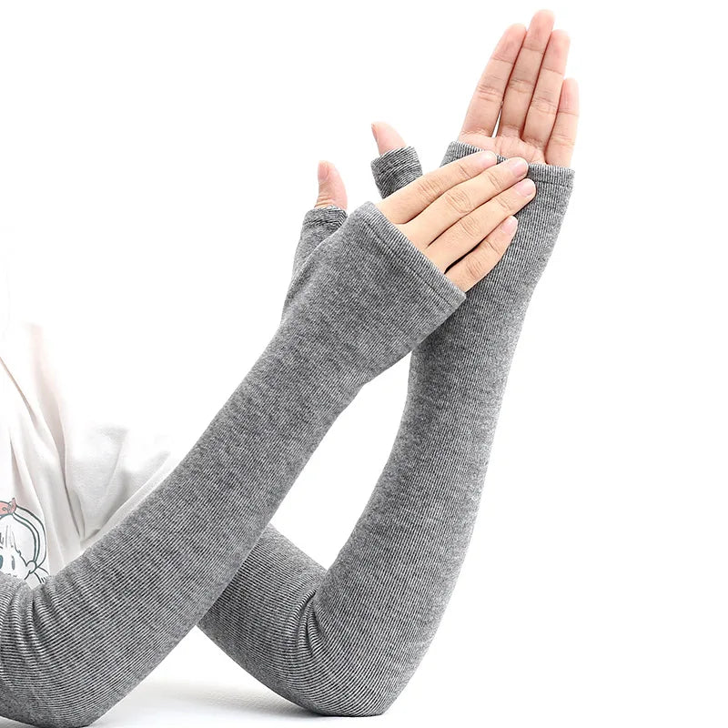 Winter Gear Accessories: Unisex, Thickened, Plush Cold-Proof, Warm Elbow Guard, Fingerless Arm Sleeves with Thumb Holes / Rungear