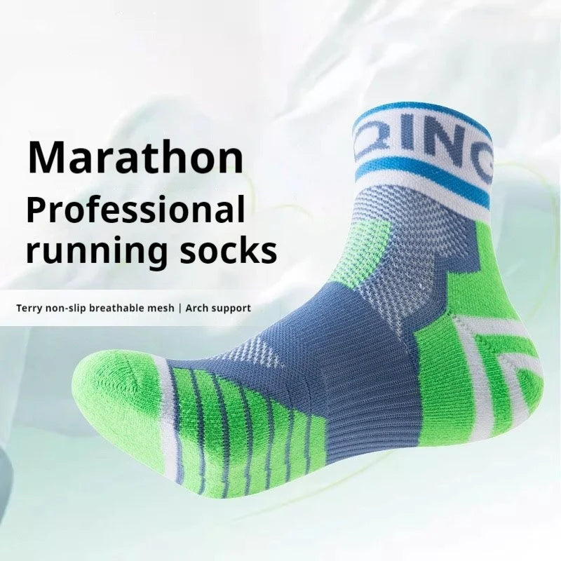 Men's Running Apparel Accessories: 4 Pairs Shock-Absorbing, Anti Slip, Sweat Absorbing, Breathable Ankle Socks / Rungear