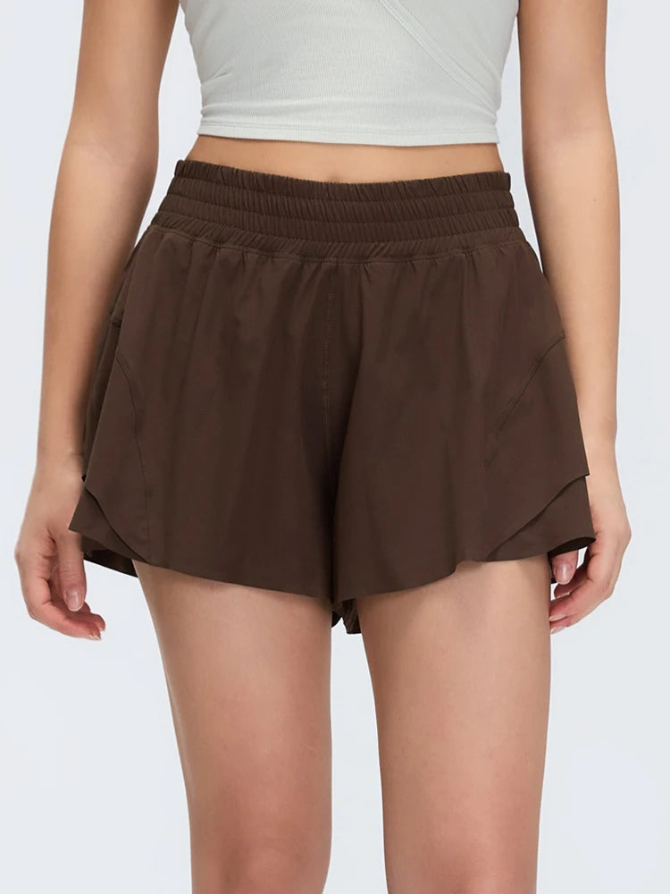 Women's High-Waisted 2-in-1 Athletic Shorts with Pocket