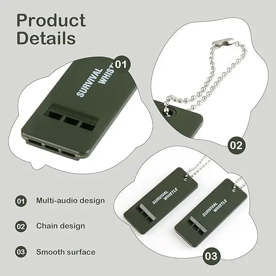 RUNGEAR Tri-Frequency Survival Whistle | Loud Flat Keychain Safety Whistle — 3, 6 & 12 Pack